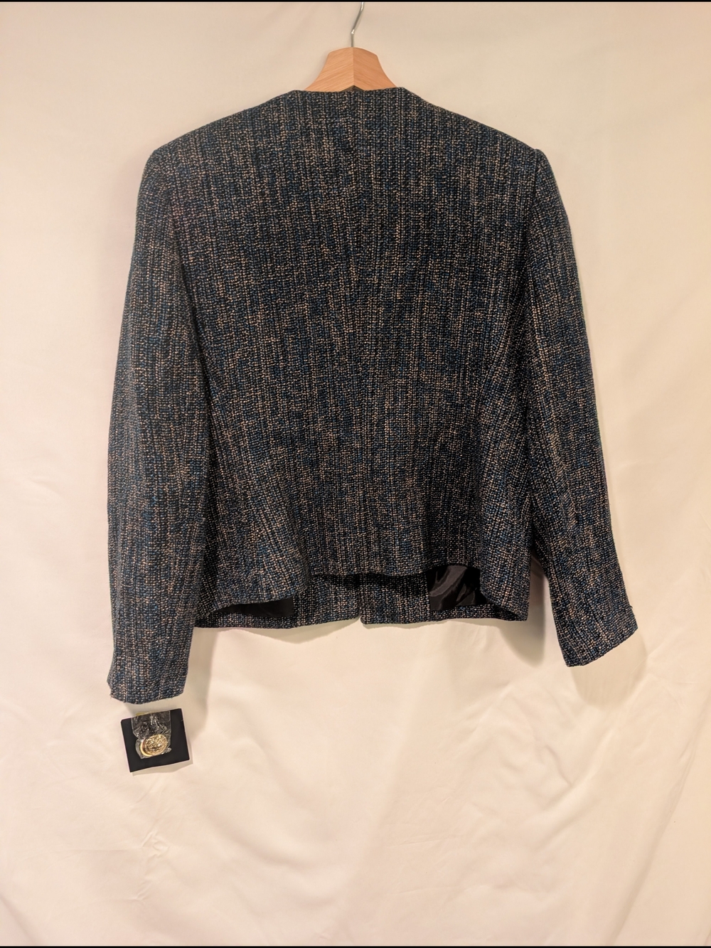 Kasper Navy & Gold Tweed Button Front Jacket - Picture 2 of 13